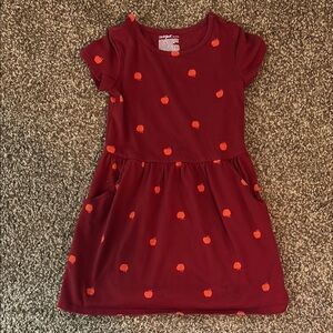 Girls' Red Apple Print Dress